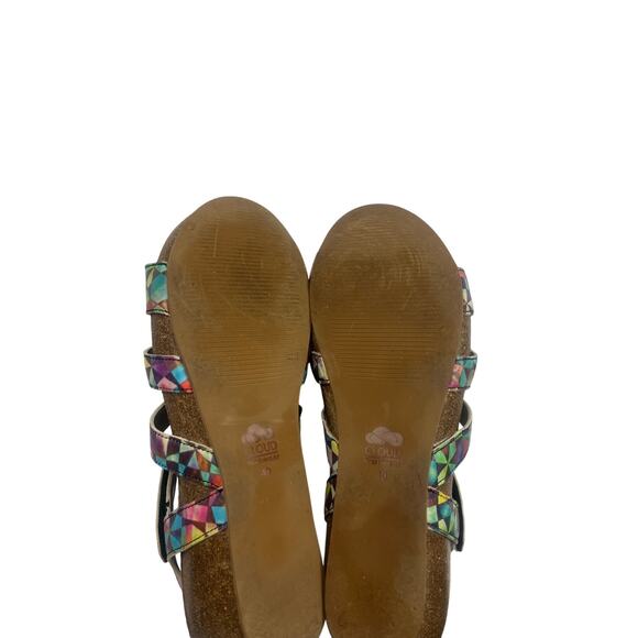 Cloud Footwear Multicolored Sandals US 9/40 Strappy Chic Hook & Loop Comfort - Picture 7 of 9